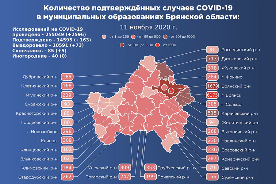 Общее количество заболевших коронавирусом на территории Клинцов и Клинцовского района перешагнуло отметку в 400 человек