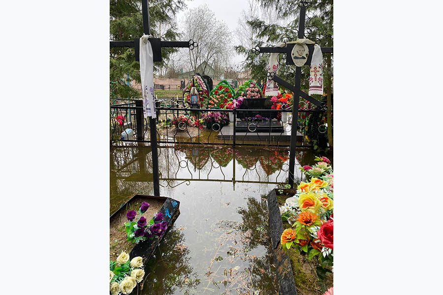 Сестра Героя России Валерия Шкурного просит откачать воду с подтопленных могил на Зубовском кладбище